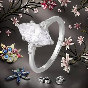 Anillo de Eternidad con Moissanita, Plata de Ley 925, Anillo de Compromiso Clásico para Mujer, Certificado por Terceros, Engaste de Garra, Moderno - Product Image 3