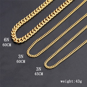 Chaîne cubaine en laiton plaqué or 24 carats Jxx, 45/60 cm, collier tendance pour hommes et femmes, cadeau - Grande vente - Product Image 3