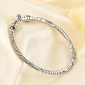 Bracelet à fermoir fer à cheval style câble en acier doré, style européen-américain, bijoux de mode pour femme, cadeau - Product Image 5