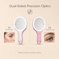 Miroir double face portable avec poignée, éclairage LED pour maquillage, fournisseur OEM ODM d'usine, vente en gros, logo personnalisé