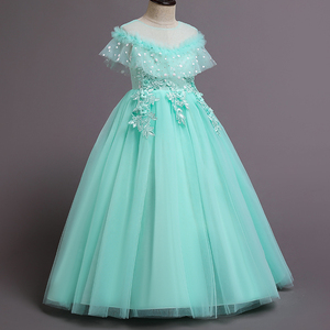 Vestido de Noche para Niña con Falda de Gasa Abullonada y Hombro Descubierto, Estilo Princesa, para Pasarela - Product Image 3