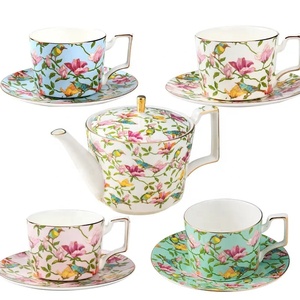 ชุดถ้วยชาและกาแฟ15ชิ้นลายดอกไม้สไตล์ยุโรปทำด้วยมือ - Product Image 3
