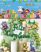 Super Mario Theme Grün Blau Lila Latex Ballon Spanisch Alles Gute zum Geburtstag Dekoration liefert Party Ballon Sets