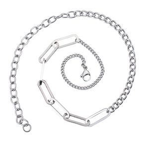 yunnique Geometric Multi <b>Chain</b> Spliced Necklace <b>Titanium</b> Steel Unisex Party Fashion Jewelry - Product Image 5