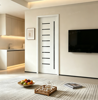 Porte en bois moderne minimaliste assemblée, certifiée UL et résistante au feu, idéale pour les villas et les chambres d'hôtel.