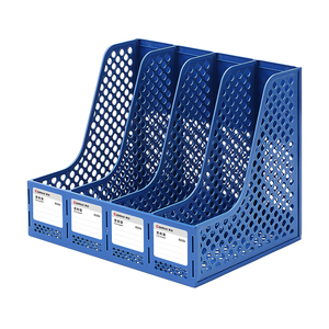 <span class=keywords><strong>COMIX</strong></span> Porte-revues en plastique épais blanc à quatre compartiments, organiseur de documents de bureau grande capacité pour usage professionnel - Product Image 1