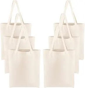 Moq 100 Pcs Baixo Preço Promoção Reutilizável Em Branco Natural Atacado Algodão Canvas Tote Bags Sacos De Compras Para Mercearia