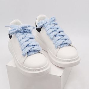 Lacets plats en peluche Wayeah de 1,55 cm, doux et épais, pour chaussures décontractées, en tissu, de remplacement - Product Image 3