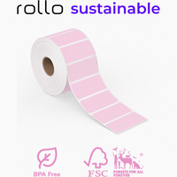 Rouleau d'étiquettes thermiques roses 2*1 pouce, vierges, pour codes-barres et références SKU, compatibles avec l'imprimante thermique directe Rollo