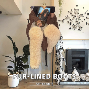 Bottes en fausse fourrure chaudes d'hiver pour femmes, au-dessus du genou, cuissardes avec fourrure véritable à l'intérieur - Product Image 2