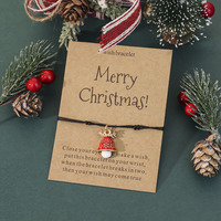 Bracelet ajustable en cordon rouge de Noël, breloque goutte d'huile Père Noël, bijou délicat tressé à la main, vente en gros pour femme, cadeau - Grande promotion