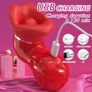 เครื่องกระตุ้นความสุขทางเพศแบบสั่น 9 ระดับ สำหรับผู้หญิง รุ่นขายส่ง Tongue Licking Strong Sucking Vibrator - Product Image 4