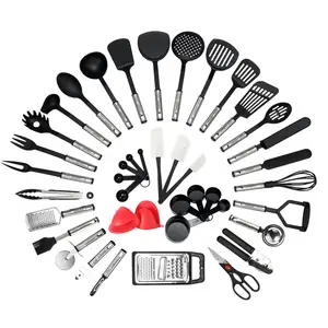 सामान गैर छड़ी नायलॉन pa66 खाना पकाने उपकरण कोरियाई 42 टुकड़ा संगठन के लिए रसोई के बर्तन cookware सेट