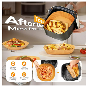 <strong>Air</strong> <strong>Fryer</strong> <strong>Paper</strong> <strong>Liners</strong> 8" Square <strong>Disposable</strong> Heavy Duty Parchment <strong>Paper</strong> for <strong>Air</strong> <strong>Fryer</strong> Basket Oven Use Non Stick - Product Image 1