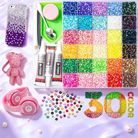 Kit Rhinestone Jelly AB Flatback 3mm, SS6 SS10 SS16 Rhinestone Berkilau untuk Dekorasi DIY Casing Ponsel, Pakaian & Pakaian Tari