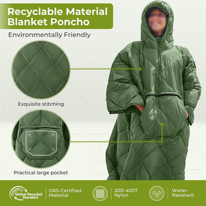 Couverture en polyester simple à capuche pour adulte, portable, chaude, coupe-vent, imperméable, <span class=keywords><strong>poncho</strong></span> pour le camping par temps froid - Product Image 5