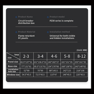 PZ30プラスチックパネル配電ボックス8Way防水ワイヤーボックス家庭用配電ボックス<span class=keywords><strong>MCB</strong></span>回路ブレーカ装置 - Product Image 6