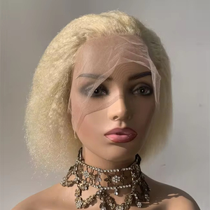 DX086 HD Full Lace Glueless Bob Peluca Classic Kinky Straight Cabello humano Go Short Bob Pre Cut Plucked Mujeres 613 Color Rubio 10 - Product Image 1