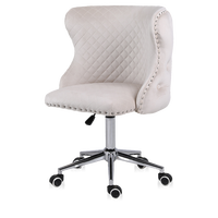 Fauteuil de direction moderne de luxe à un seul accoudoir en velours, hauteur réglable, fauteuil de loisirs, de coiffeuse, de travail, de bureau à domicile, pivotant, avec cadre en métal pour