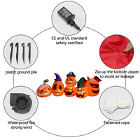 Décorations de fête d'extérieur LED gonflables en polyester de 24 mètres, thèmes Halloween : Momie, Pirate, Chauve-souris et Citrouille