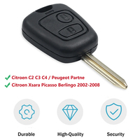 Frekuensi 433 dilengkapi dengan Remote Control 2 tombol 46 Chip untuk Peugeot Citroen, cocok untuk Citroen C2 C3 C4 / Peugeot Partner