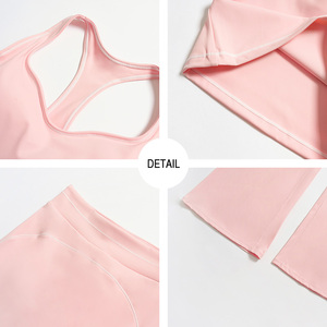 TZ7028-2 2 Parça Spor Kıyafet Kolsuz Crop Top Fitness Yoga Atlet Yüksek Bel Şort Tayt Takımları Spor Giyim Seti - Product Image 6