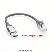 Câble RJ45 vers USB 3.0, adaptateur de connecteur de câble réseau Ethernet, convertisseur, court, 0,15 m, 15 cm, 1000 Mbps, Gigabit, haute vitesse, puce