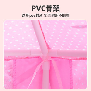 Carpa de juego hexagonal rosa para niñas con cortinas de malla, casa de juguete tipo castillo de princesa para interiores, de 2 a 6 años - Product Image 3