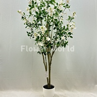 Grand arbre de bougainvillier artificiel avec tronc en bois de fleurs roses et Pot noir pour décor de noël à la maison de mariage de bureau