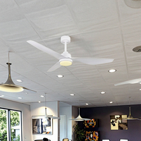 Éclairage LED simple et propre lame en plastique télécommande ventilateur de plafond de refroidissement par air pour hôtels bureau chambre salon utilisation