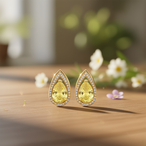 ต่างหูทรงหยดน้ำประดับโทแพซสีทองคำ สำหรับผู้หญิง ชุบทอง 18K ดีไซน์คลาสสิก เหมาะสำหรับงานปาร์ตี้ ต่างหูแฟชั่นทำจากโลหะผสม - Product Image 2