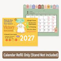 Calendrier de bureau multifonctionnel 2027, boîte de rangement pour papeterie, pages de calendrier remplaçables pour la maison, le bureau et l'espace de travail