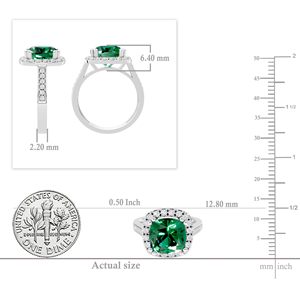 SGARIT custom Women's 14K solid gold LAB emerald Gemstone <b>Ring</b> Pave Diamond Halo Classic Engagement Style - Product Image 2