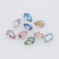 Dongzhou haute qualité K9 goutte d'eau strass placage couleur fantaisie pierre vente en gros perles de cristal en vrac pour bijoux accessoires