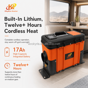 Chauffage diesel vertical OkyRie 5kW 17Ah au lithium sans fil triple alimentation 12V/24V/220V pour <span class=keywords><strong>camping</strong></span>-<span class=keywords><strong>car</strong></span>, fourgonnette, tente hors réseau - Product Image 1