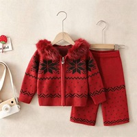 Ensemble Pull et Pantalon Large en Tricot pour Filles, Nouvelle Collection Automne/Hiver 2026, avec Col en Fourrure Zippé – Ensemble Deux Pièces pour Filles