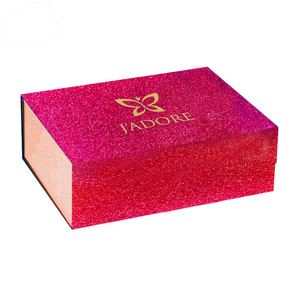 custom logo glitter paper box hair extension /wig packaging box folding flat magnetic cardboard box for garment