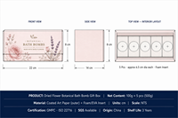 Coffret Cadeau de Bombes de Bain Artisanales aux Fleurs Séchées Naturelles, 5 Pièces, 100g, Rose, Lavande, Camomille, Violette, Lait de Rose, Étiquette OEM