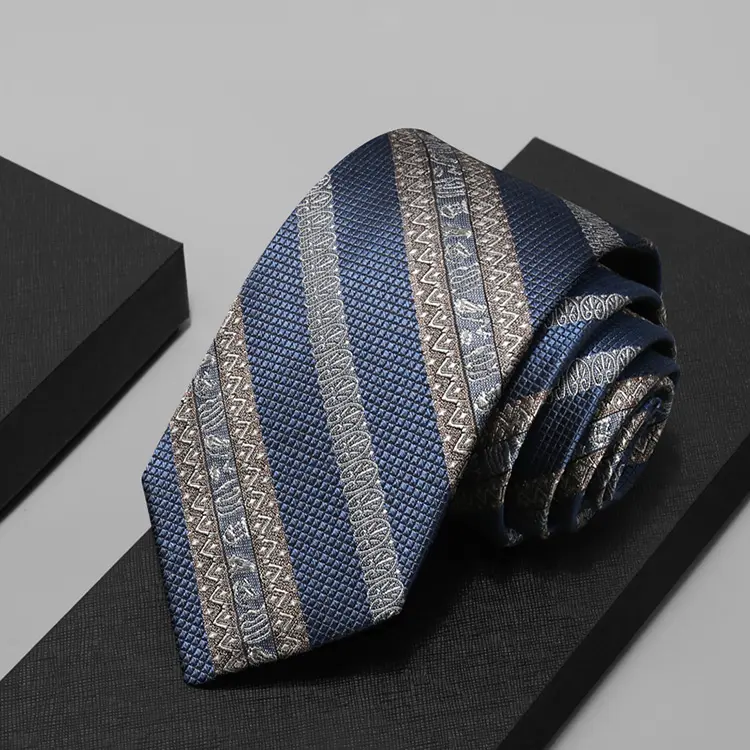 Corbatas de seda con Logo personalizado para hombre, Corbatas de seda con estampado Digital a rayas 100%, con caja de regalo