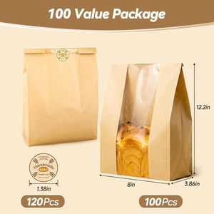 Sacs à <span class=keywords><strong>pain</strong></span> en papier kraft brun biodégradable imprimés sur mesure avec fenêtre, étiquettes résistantes et doublure plastique pour l'emballage alimentaire <span class=keywords><strong>de</strong></span> sushis et <span class=keywords><strong>de</strong></span> produits <span class=keywords><strong>de</strong></span> boulangerie - Product Image 3