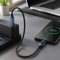 Kabel Data Pengisian Cepat 66W 6A Tipe C dengan Layar LED, Jalinan Nilon untuk Ponsel dan Tablet