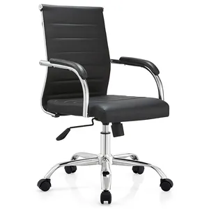 Chaise de bureau ergonomique pivotante et souple en cuir PU marron de luxe pour massage exécutif