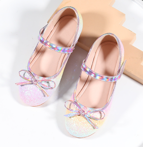 Chaussures plates pour enfants, nouveau design, magnifiques chaussures de princesse scintillantes en cristal pour filles avec nœud - Product Image 4