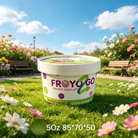 Vente en gros de gobelets à crème glacée de 3 oz, 5 oz, 8 oz, 12 oz, en papier écologique jetable avec couvercles à clipser pour yaourt glacé