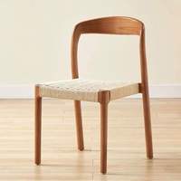 Chaise de salle à manger, structure en bois massif, chaise de dîner, assise latérale en corde tressée à la main, mobilier élégant résistant à l'usure, produit très vendu