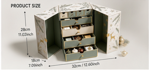 Luxury Double Door Christmas Gift Box with Pull Out Drawers Botanical Print Rigid Paperboard Packaging for Jewelry and Beauty - Product Image 3
