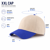 Casquette de baseball XXL en sergé 100% coton, calotte profonde 68 cm, style Dad Hat surdimensionné, broderie personnalisée, unisexe, toutes saisons, faible MOQ