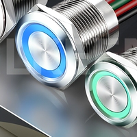 IP68 baja tahan karat mikro tahan air sakelar tombol tekan logam sakelar sentuh sementara untuk struktur elektronik sepeda motor 1NO1NC