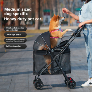 Kingtale Pet Suppliers Aksesoris Anjing Kereta Dorong Hewan Peliharaan Lipat 4 Roda Berbahan Kaca Model Fashion dengan Ritsleting untuk Anjing Kucing Anak Anjing Ukuran Kecil Sedang - Product Image 3