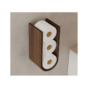 Porte-papier toilette mural en bois pour plusieurs rouleaux, étagère de rechange pour rouleaux de TP, étagère murale flottante en noyer - Product Image 5